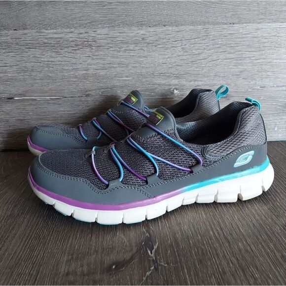 Skechers Sport Women's Loving Life Memory Foam Sneaker, Charcoal/Multi Size 8.5 - Picture 4 of 9